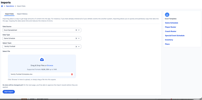 Data Selections   Upload File Screenshot