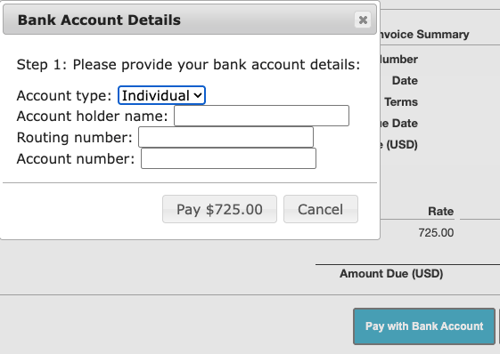 bank account